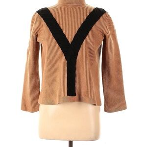 Victor Glemaud Tan and Black Turtleneck Sweater with Geometric Design